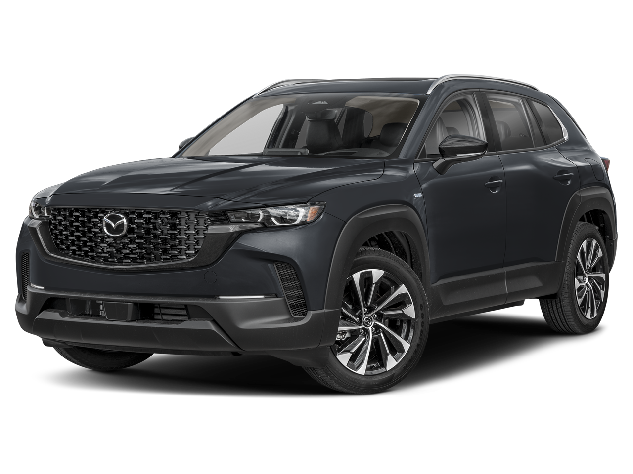 2025 Mazda Mazda CX-50 Hybrid Premium Plus Package AWD in Jet Black Mica — front three-quarter view